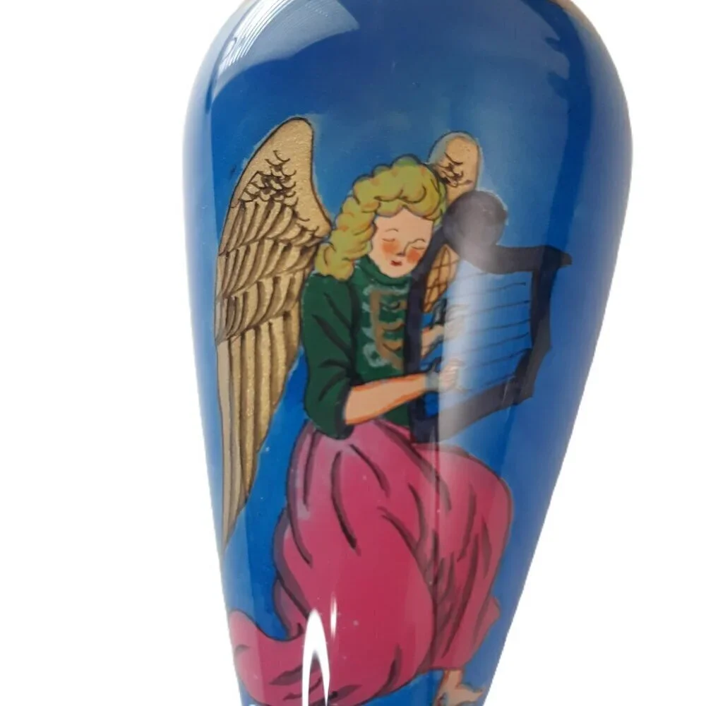 7-Angel Glass Ornaments Reversed Painted (Bells 3
